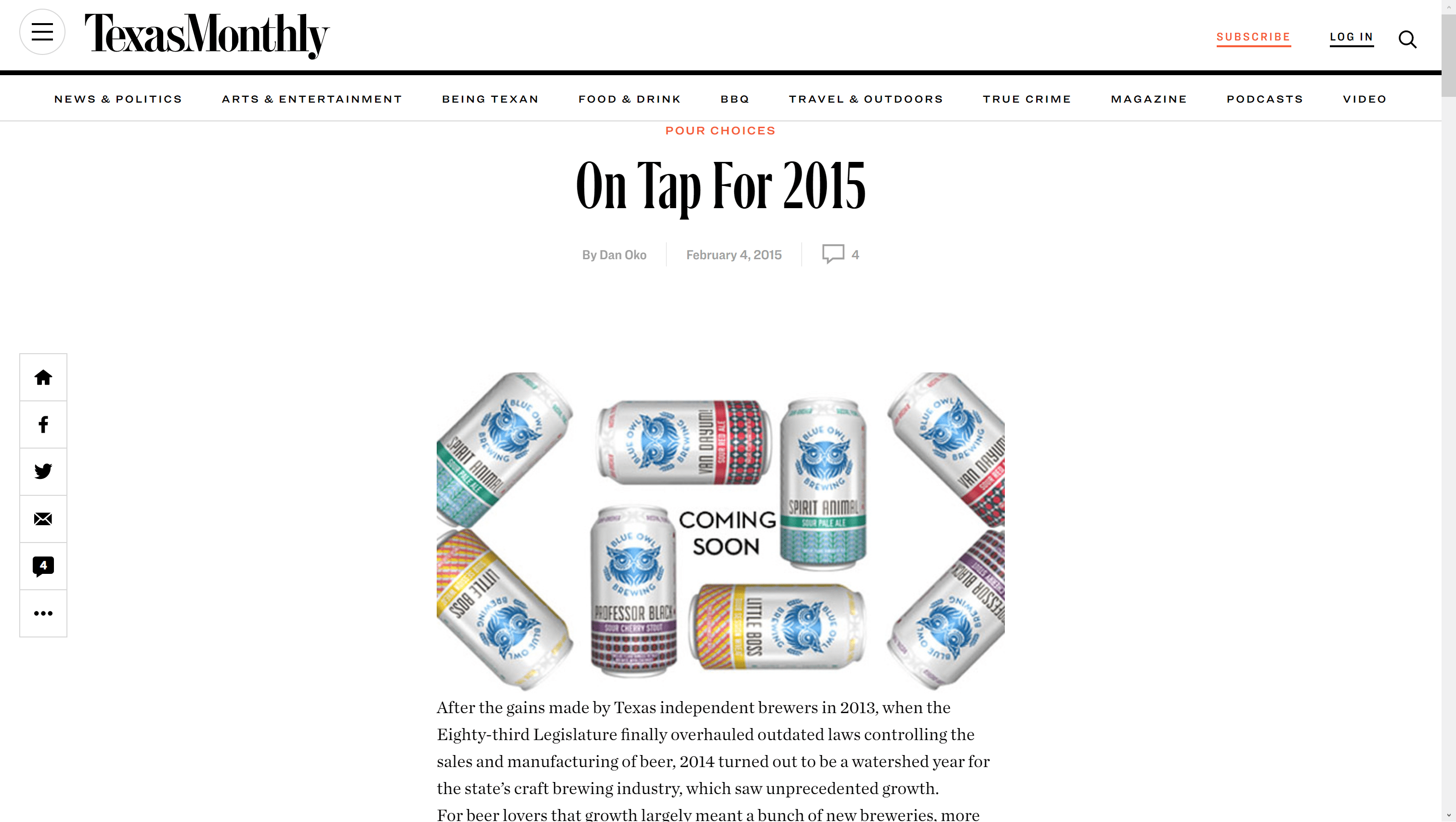 Texas Monthly On Tap for 2015