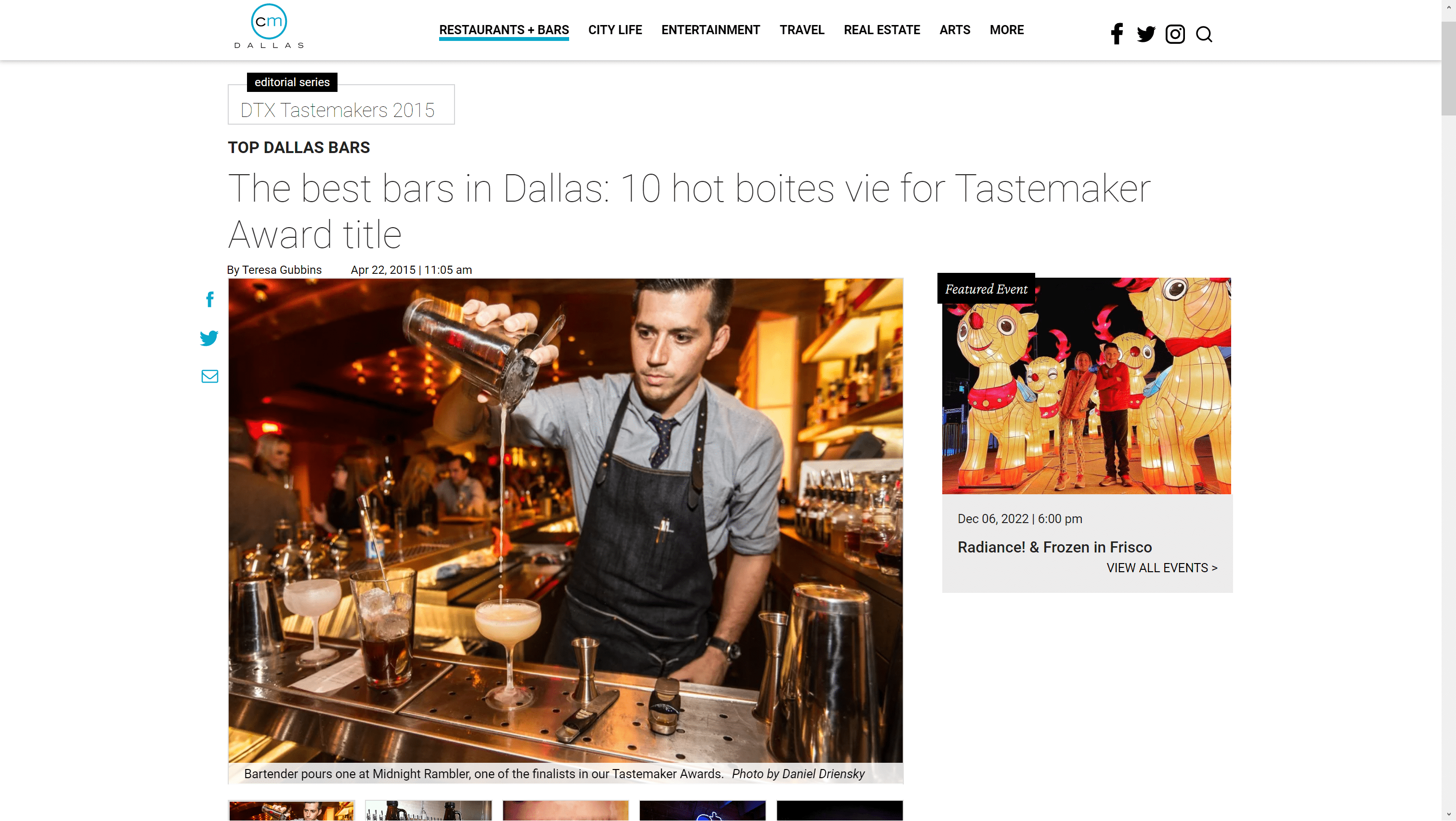 Best Bars in Dallas for Tastemaker Awards 2015
