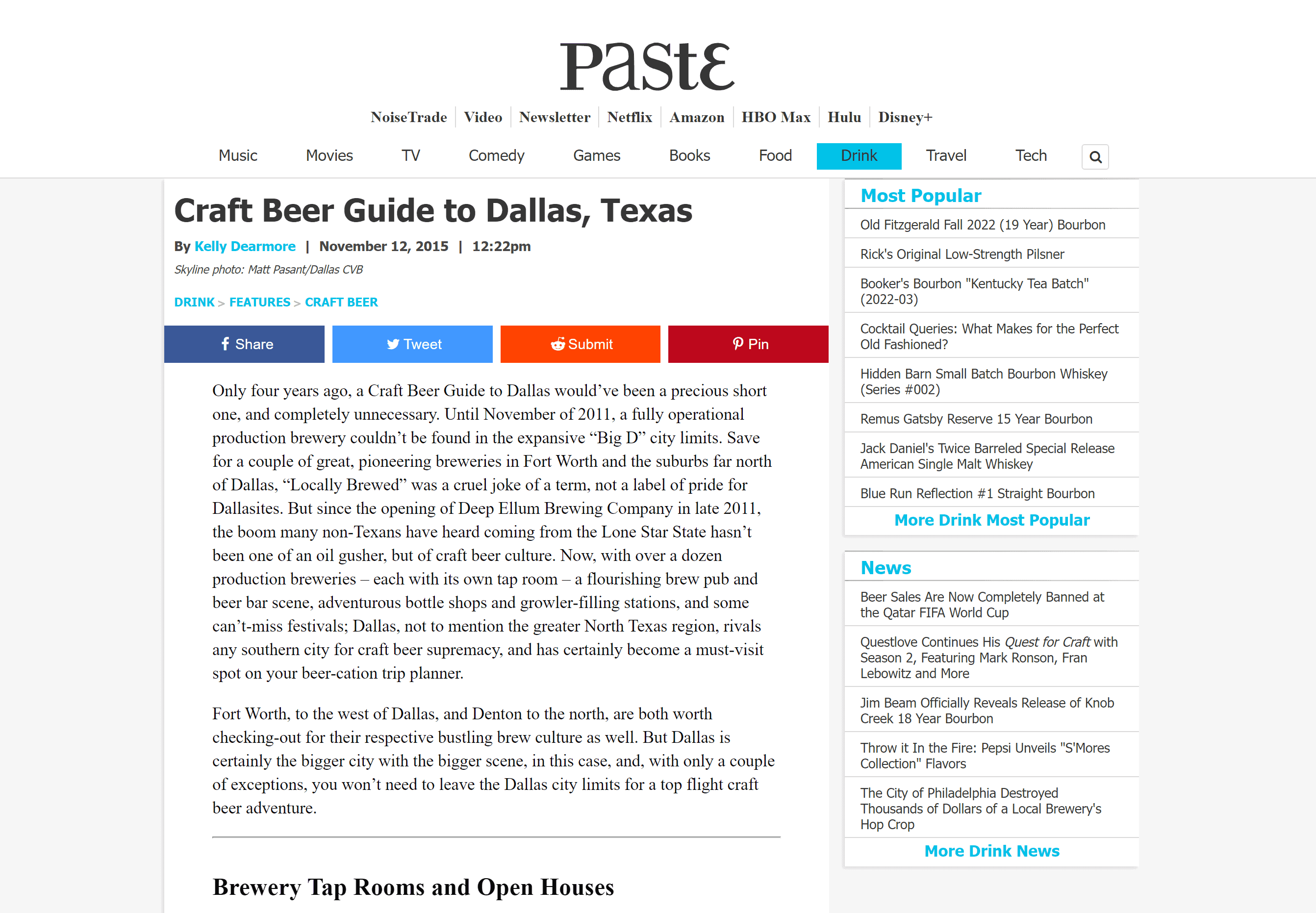 Craft Beer Guide to Dallas in Paste Magazine