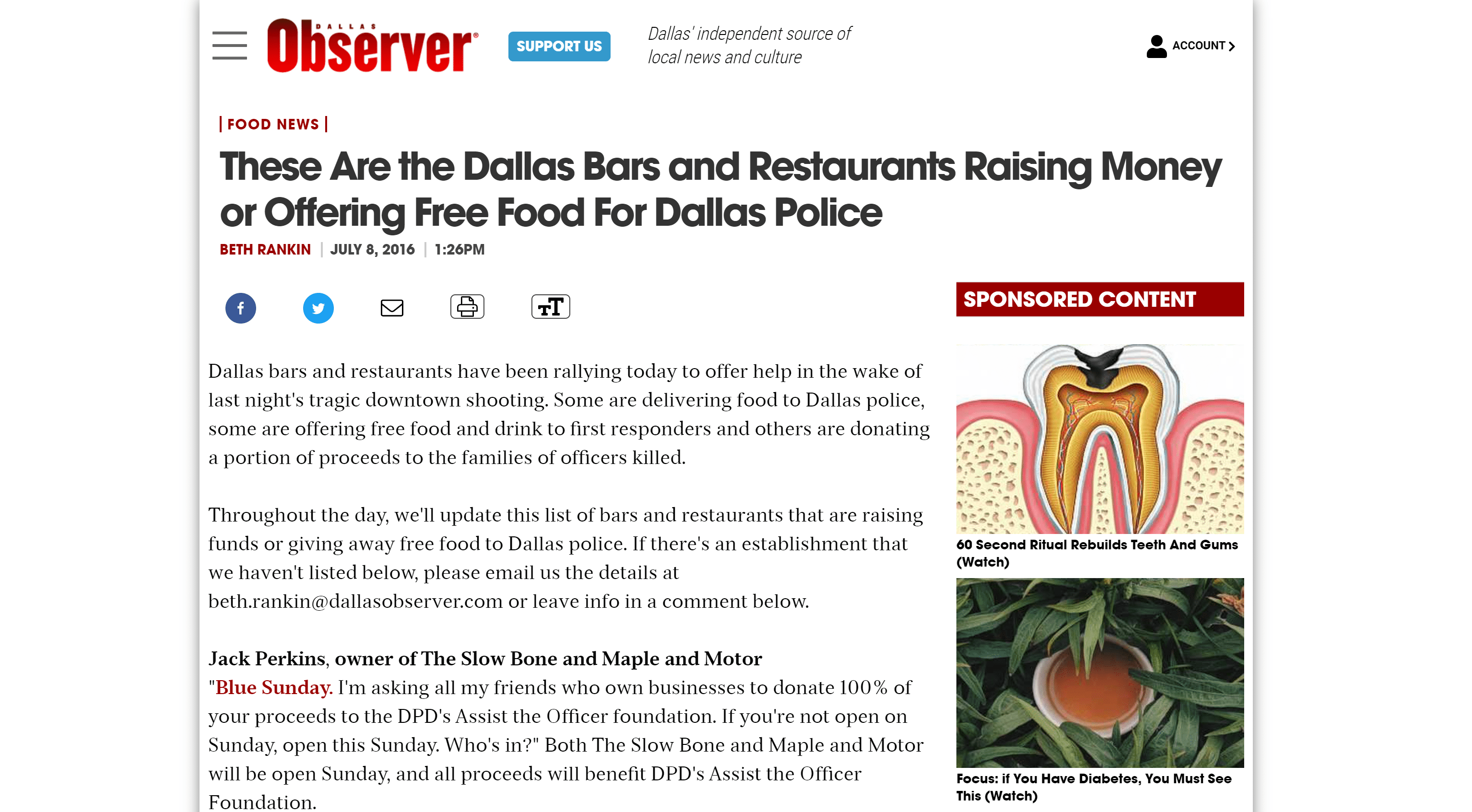 Dallas bars and restaurants donating to police in Dallas Observer