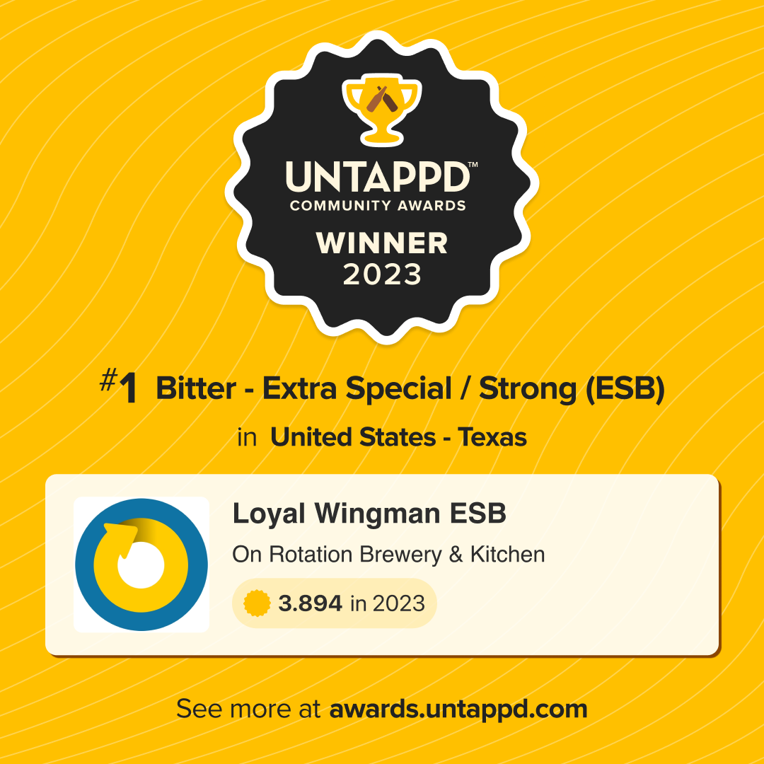 Loyal Wingman wins first place for ESB in 2023 Untappd Community Awards