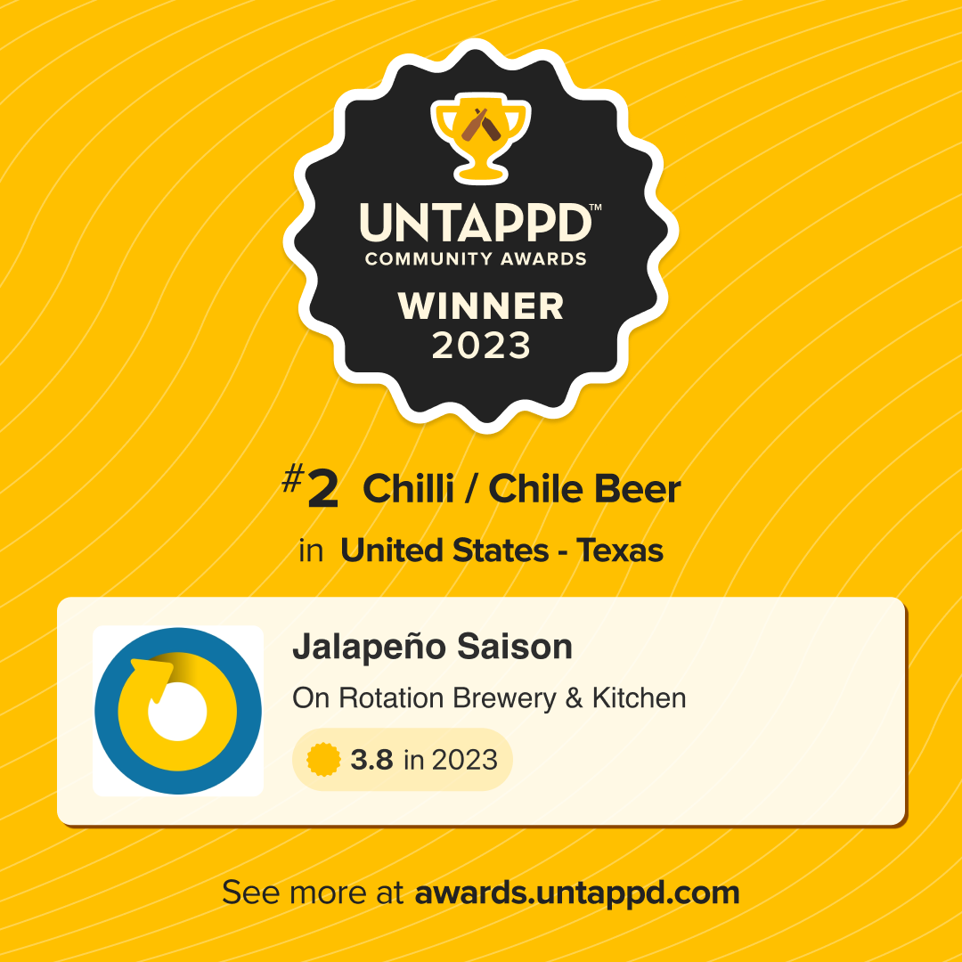 Jalapeño Saison wins second place for Chilli / Chile Beer in 2023 Untappd Community Awards