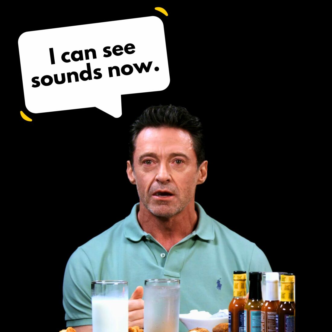 Hot Ones' Hugh Jackman can see sounds now