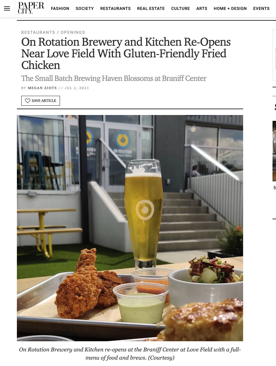 On Rotation Brewery and Kitchen Re-Opens Near Love Field With Gluten-Friendly Fried Chicken [PaperCity]