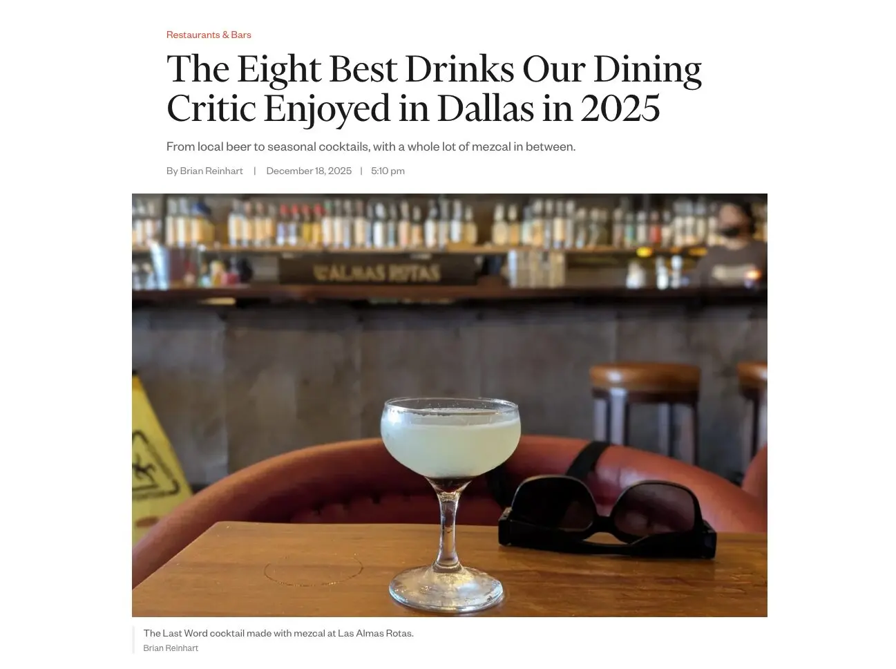 Eight Best Drinks D Magazine Dining Critic Enjoyed in Dallas in 2025
