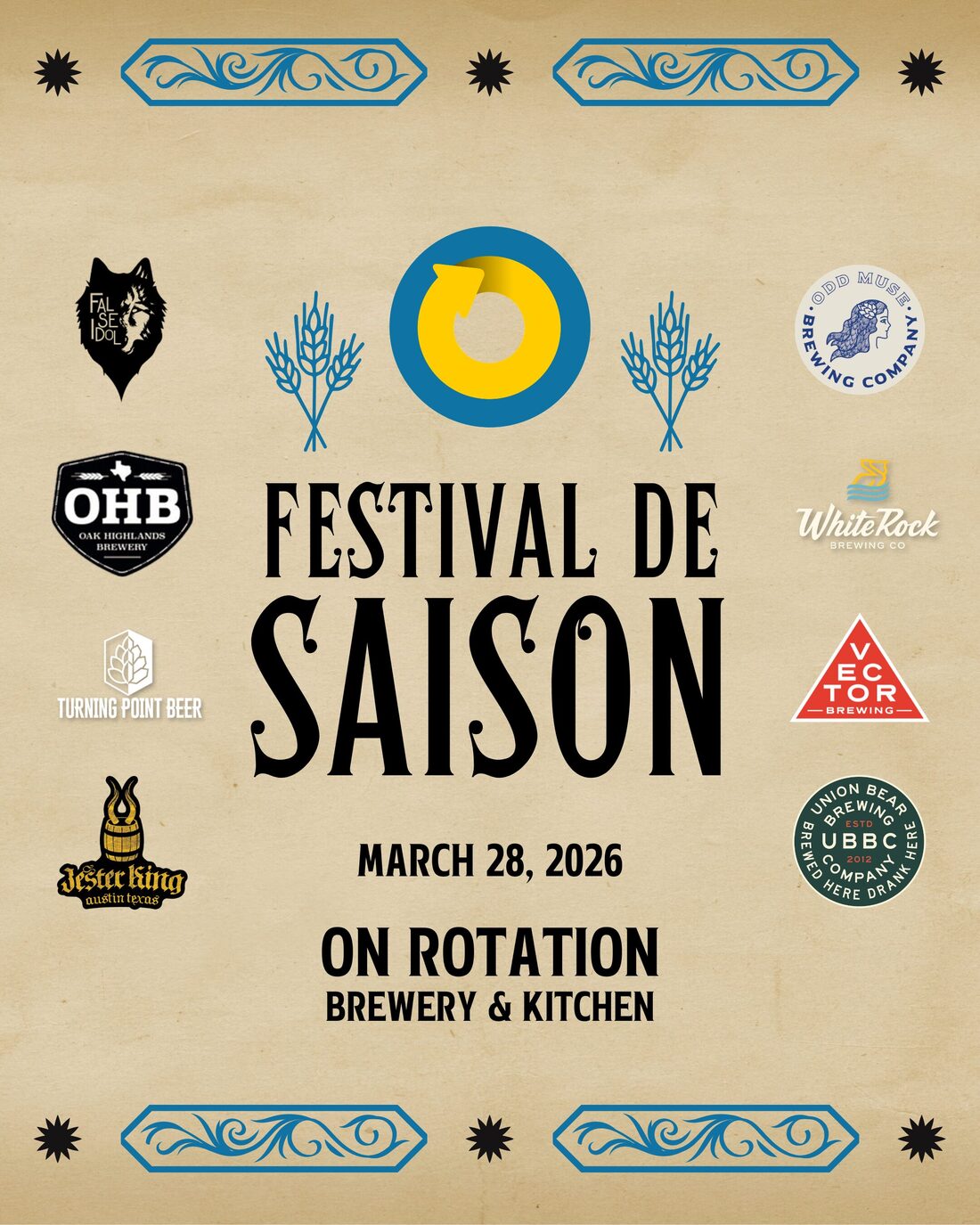 Festvial de Saison, a beer festival celebrating the saison beer style, at On Rotation Brewery & Kitchen on March 28, 2026