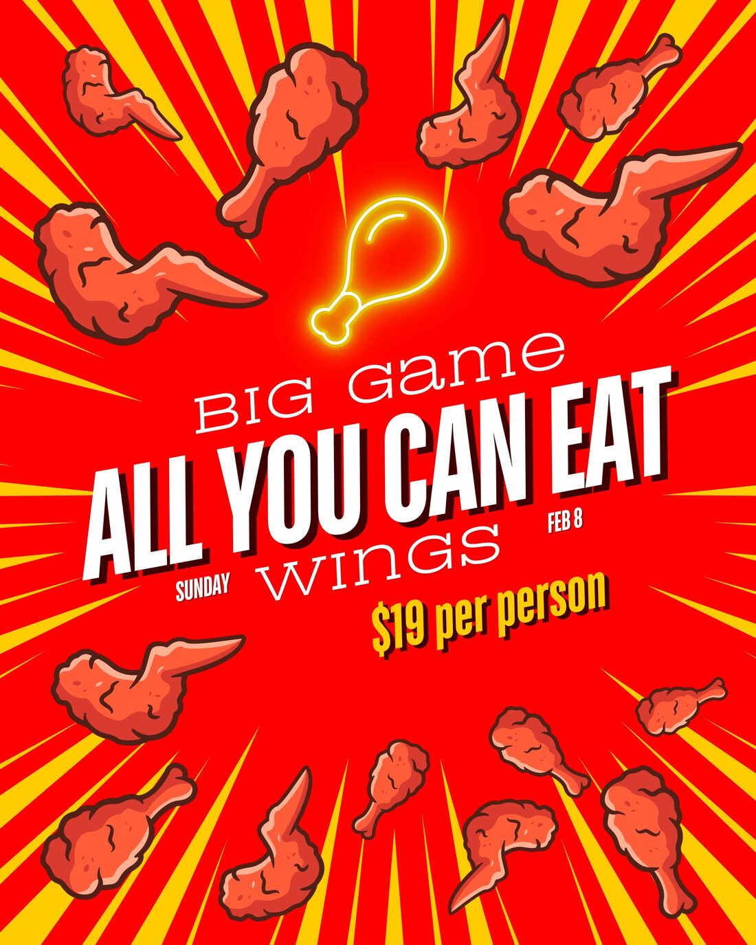 ALL YOU CAN EAT WINGS for the Super Bowl at On Rotation